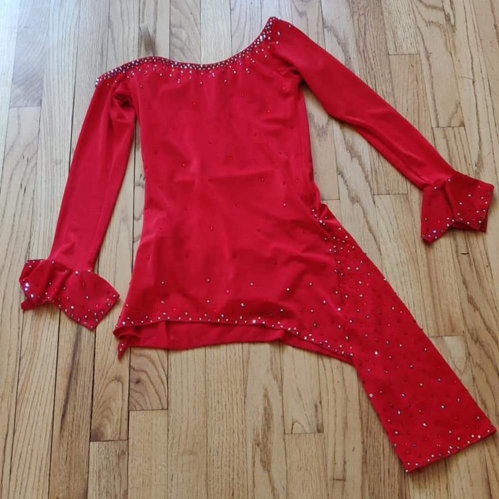 Beautiful red ice dance figure skating dress